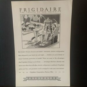 Vintage 1928 Frigidaire Ice Cubes! Ad Advertisment